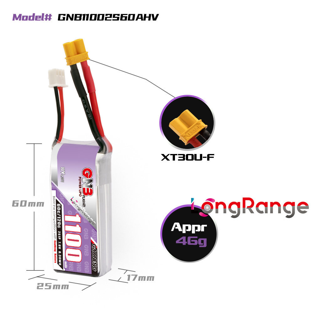 GNB 1100mAh 2S 3S 4S 6S 60C/12 - Fpv Drone Esc recensione e prezzo
